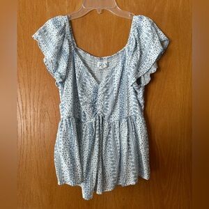 Blue Patterned Women's Top